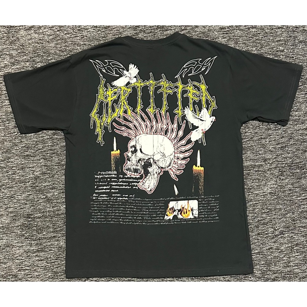 OG Legend Certified Skull Mohawk Graphic Tee Charcoal Gray Mens Medium